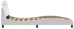 Estrutura cama c/ luzes LED 100x200 cm couro artificial branco