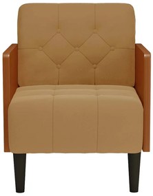 Poltrona com apoio de braços 55 cm veludo castanho