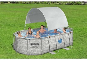 Toldo para piscina acima do solo branco