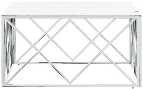 Mesa de centro 80x80x40 cm aço inoxidável e vidro prateado