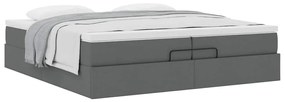 Estrutura de cama otomana com colchões tecido cinzento escuro