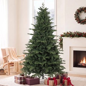 Árvore de Natal artificial 210 cm com 2080 Ramos Realistas Design Amplo e Ramos Articulados Verde