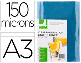 Capa de Encadernação Q-Connect Pvc Din A3 Incolor 150 Microns Pack de 100 Unidades