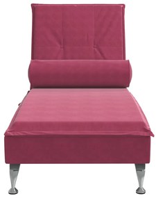 Chaise lounge de massagem com rolo veludo vermelho tinto