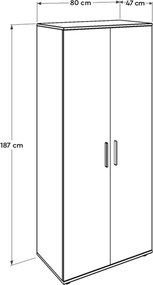 Roupeiro "Aurelio" – Carvalho Sonoma– 80 x 187 x 47 cm – Design Modern