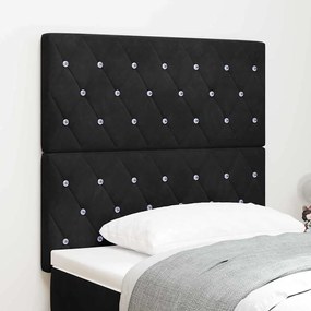 Cabeceira LED em veludo preto, 90 cm