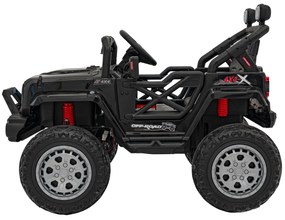 Jipe elétrico para Crianças 12V 4x4 OFF ROAD Speed Rodas de EVA, Assento de couro Preto