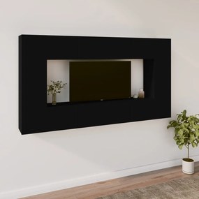 vidaXL Conjunto móveis de TV 8 pcs madeira processada preto