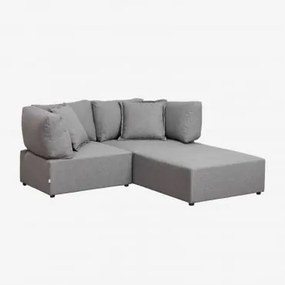 Sofá Modular De 2 Peças Com 2 Poltronas De Canto E Puff Kata Cinzento - Sklum