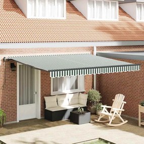 vidaXL Toldo Retrátil Verde e branco 400 × 350 cm tecido