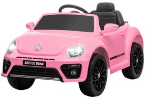 AIYAPLAY Carro Elétrico para Crianças Carro Elétrico Infantil Volkswagen Beetle com Bateria 12V Faróis Buzina e Música 97x56,5x46 cm Rosa | Aosom Portugal