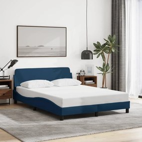 Estrutura cama c/ cabeceira sem colchão 140x190 cm tecido azul