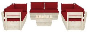 9 pcs conjunto lounge de paletes + almofadões madeira de abeto