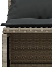 4 pcs conj. sofás jardim c/ almofadões vime PE cinzento-claro