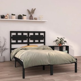 Estrutura de cama 140x190 cm madeira maciça preto