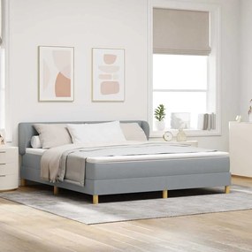 vidaXL Cama Box com colchĂŁo Cinzento-claro 180 x 200 cm tecido