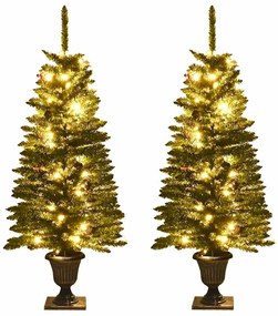 Árvores Natal artificiais 2pcs c/ coroa de Natal/grinalda/LEDs