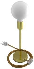 Alzaluce - metal table lamp with fabric cable switch and 2 poles plug - 25 cm / Latão
