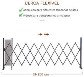 Cerca de Jardim em Liga de Alumínio Barreira de Exterior Extensível Cerca de Jardim Metálica 250x31x103,5 cm Castanha