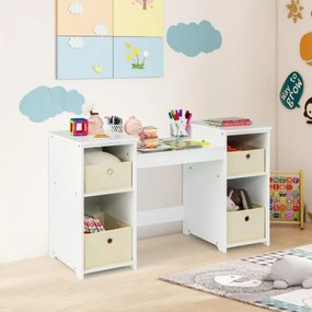 Toucador Princesa para crianças com 4 prateleiras grandes e espelho de plástico com 3 painéis Carga 100 kg 107 x 40 x 117 cm Branco
