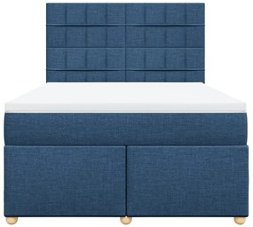 Cama com molas/colchão 140x200 cm tecido azul