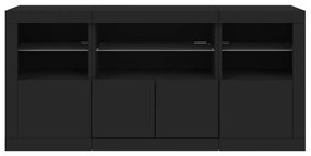 Aparador com luzes LED 142,5x37x67 cm preto