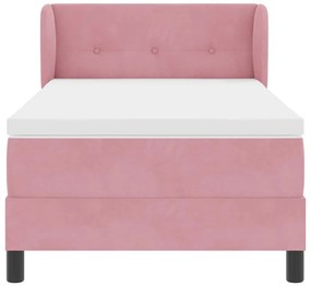 Cama Box Spring com Colchão Rosa 80x200 cm em Veludo