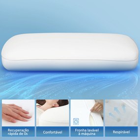 Almofada Viscoelástica com Desenho Ergonómico e Capa Removível e Lavável 81,28x40,64x15,24 cm Creme