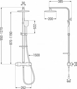 Mexen CQ62 conjunto de chuveiro de superfície com chuveiro de teto e torneira termostática, cromado - 772506295-00