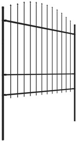Cerca de jardim com topo em lanças (1,5-1,75)x8,5 m aço preto