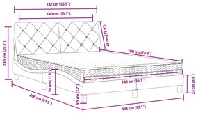 Cama com colchão 140x190 cm veludo rosa