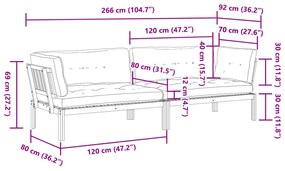 Sofás canto paletes p/ jardim 2 pcs c/ almofadões acácia maciça