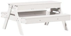 Mesa piquenique c/ caixa de areia infantil pinho maciço branco