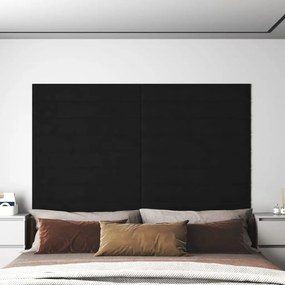 Painel de parede 12 pcs 90x15 cm veludo 1,62 m² preto