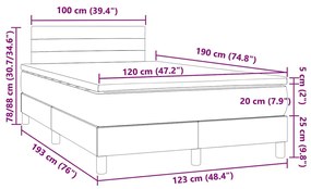 Cama box spring colchão/LED 120x190cm tecido cinza-acastanhado