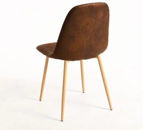 Pack 4 Cadeiras Teok Couro Sintético - Marrom Vintage