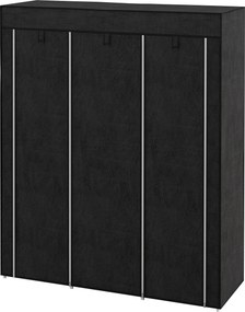 Guarda roupa com várias opções de arrumação 125 L x 43 P x 162,5 A cm - 8 prateleiras, 2 varões - tecido não tecido preto