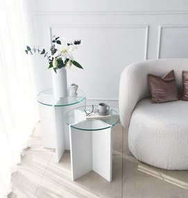 Mesas de Aninhamento Lily – Branco – Diâmetro: 40 cm, Altura: 45 cm/50