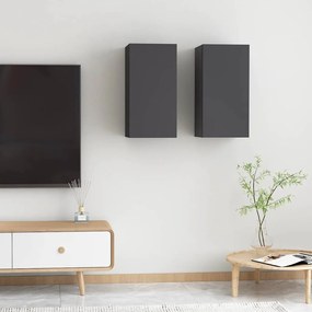 Móveis de TV 2 pcs 30,5x30x60 cm derivados de madeira cinzento