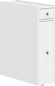 HOMCOM Móvel de Banheiro Slim com 2 Gavetas e Compartimento Aberto, para Banheiro, Cozinha, Lavanderia e Sala, 16x48x58 cm, Branco | Aosom Portugal
