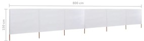 Para-vento com 6 painéis em tecido 800x120 cm cor areia branco