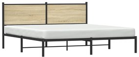 Estrutura de cama com cabeceira 160x200cm metal carvalho sonoma