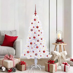 vidaXL Árvore de Natal Artificial com 150 LEDs Branco 150 cm PVC e Aço