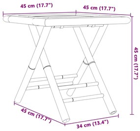 Mesa de jardim dobrável 45x45x45 cm bambu