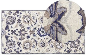 Tapete de lã creme e azul 80 x 150 cm KUMRU Beliani