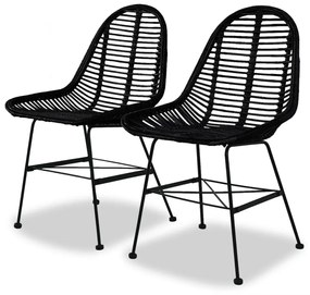 vidaXL Cadeiras de jantar 2 pcs vime genuíno preto