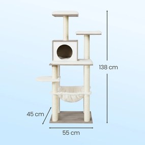 Arranhador de arranhar para gatos 55 x 45 x 138 cm cinza-bege