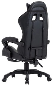 Cadeira estilo corrida c/ apoio pés couro artif. cinzento/preto