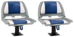 vidaXL 4 pcs conjunto assento barco dobrável 48x51x41 cm azul e branco