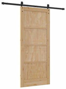 Porta Deslizante 86x198,5 cm Conjunto de 2 Natural e Preto